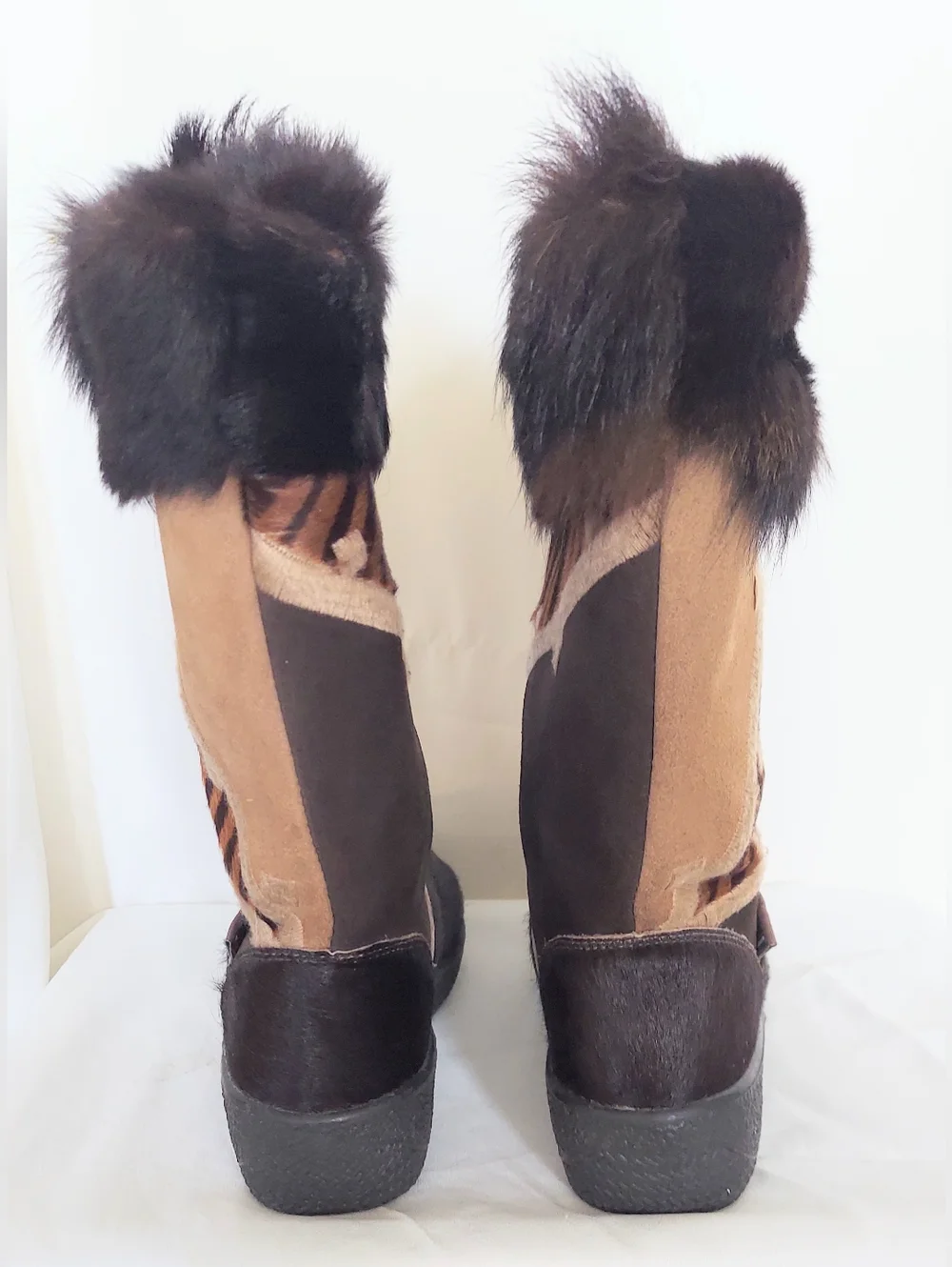 Pajar Apres Ski Goat Hair Animal Print Boots US 7.5 EU 38 Made in Italy